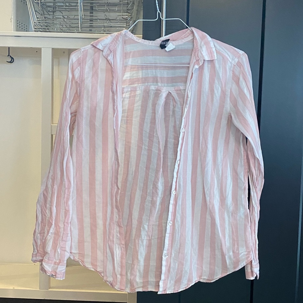 Pink and white stripe button down